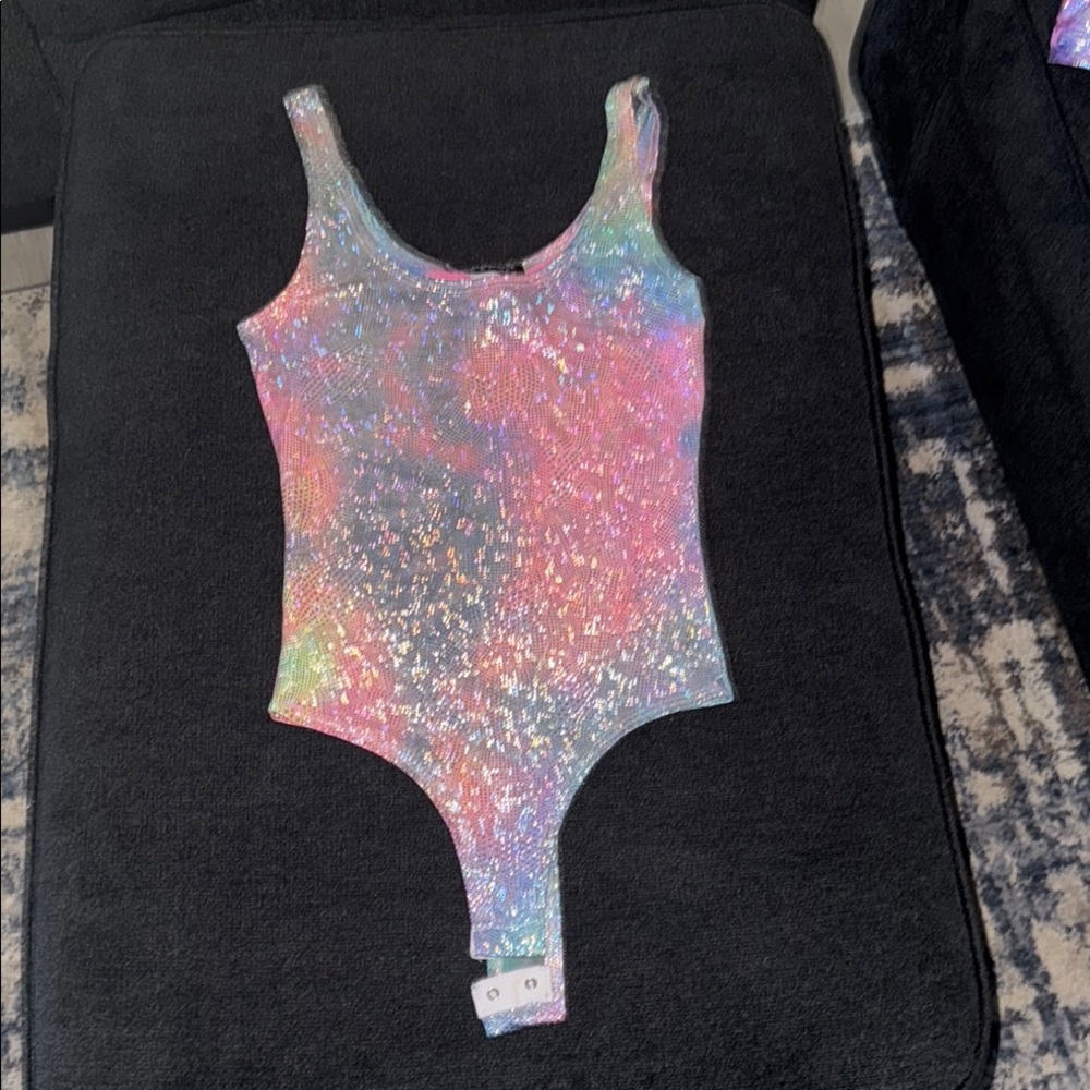 Rainbow  Iridescent Bodysuit with Holographic Design